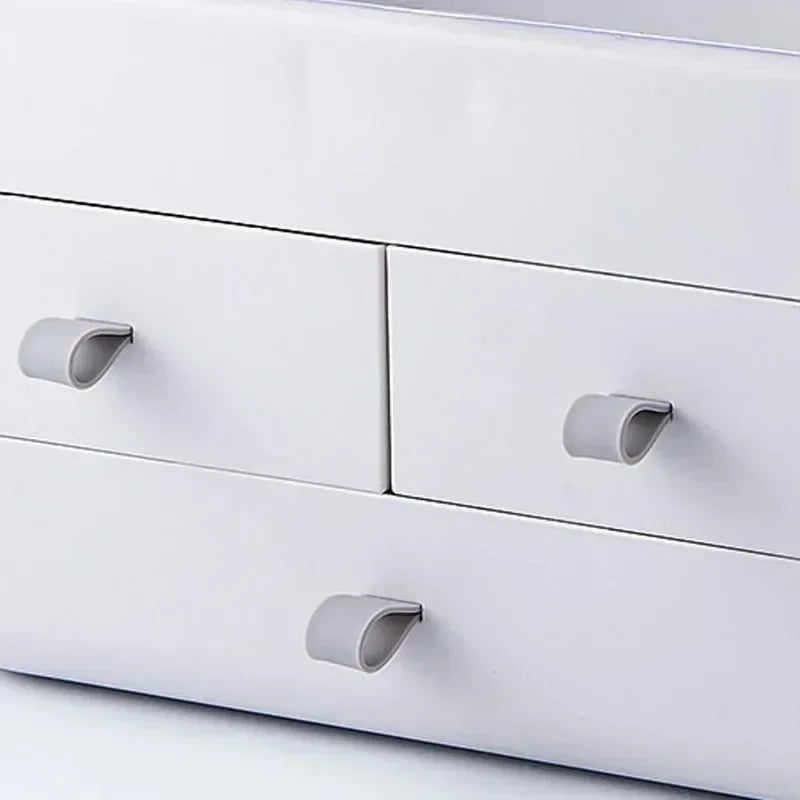 Hot Makeup Organizer Storage Box Dust-proof Desktop Drawer Jewelry Organizer Transparent Handle Skincare Storage Containers