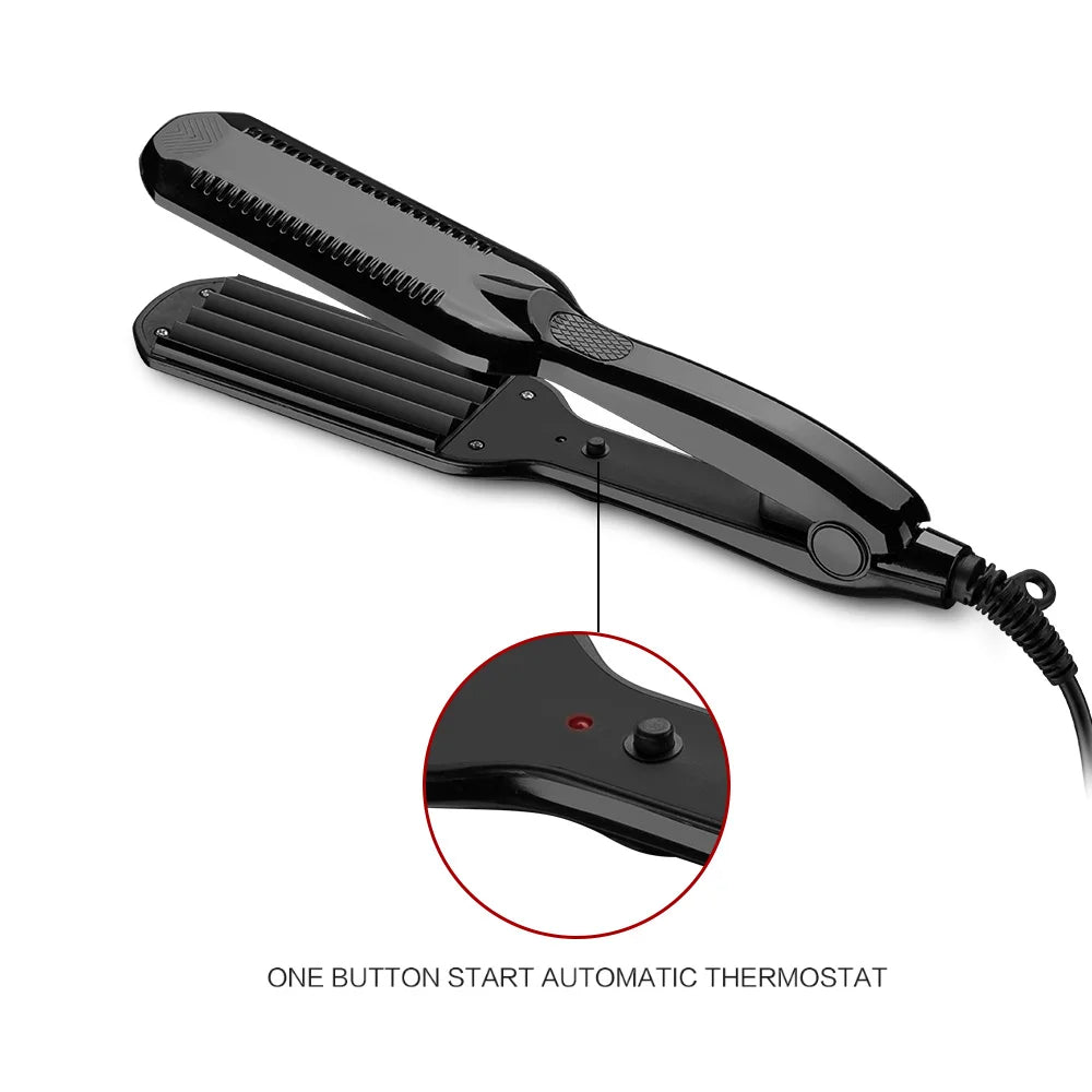Electronic Hair Curling Irons Curler Straighteners  Titanium Corrugated Crimper Waves Iron Tools