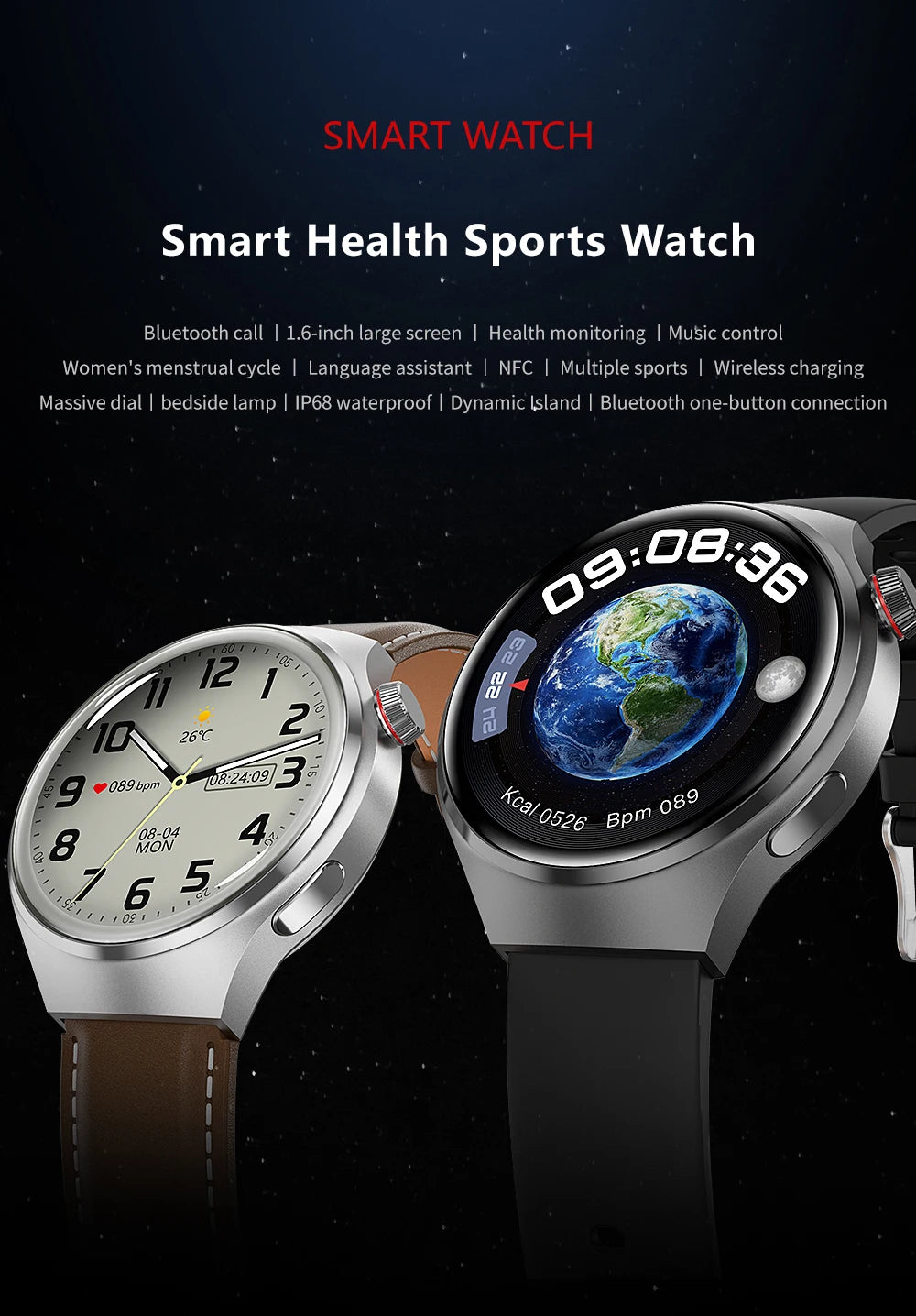 2026 Smart Watch HD Bluetooth Calls GPS Exercise Tracking Health Monitor 100+ Modes Voice Assistant