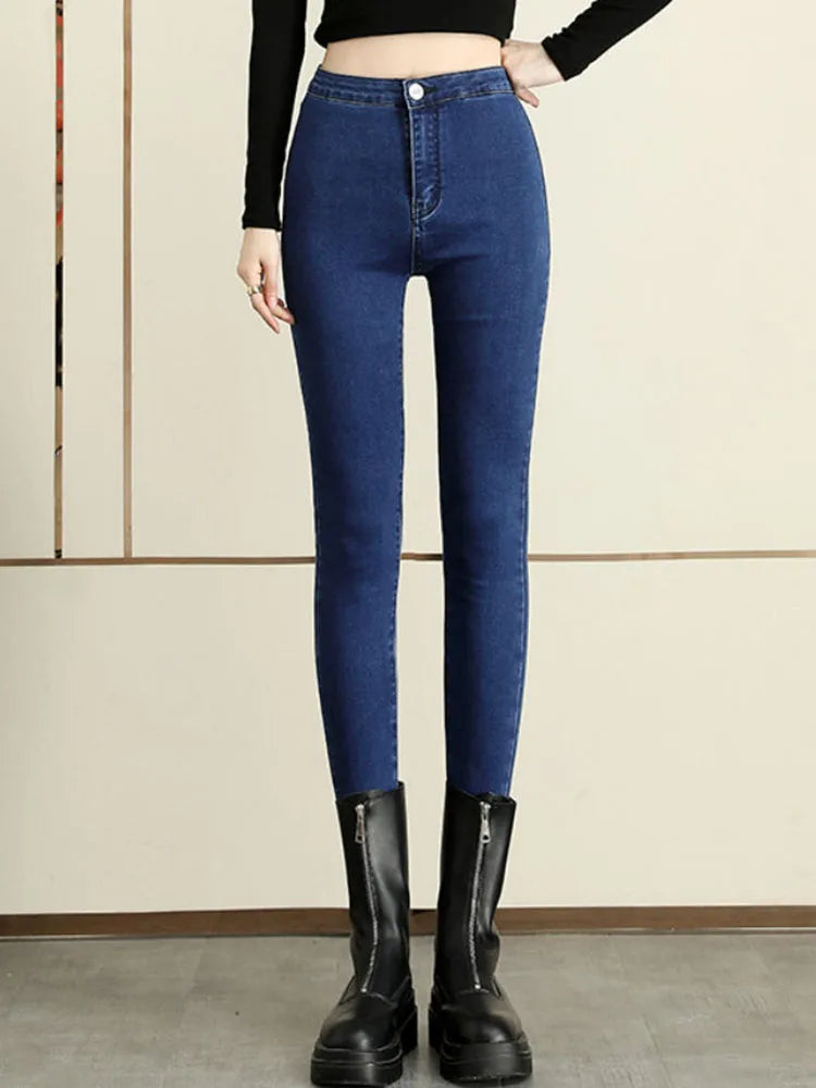 Skinny High Waist Stretch Pencil Jeans Women Casual Vintage Slim Denim Pants Korean Fashion Streetwear Ankle Length Vaqueros New