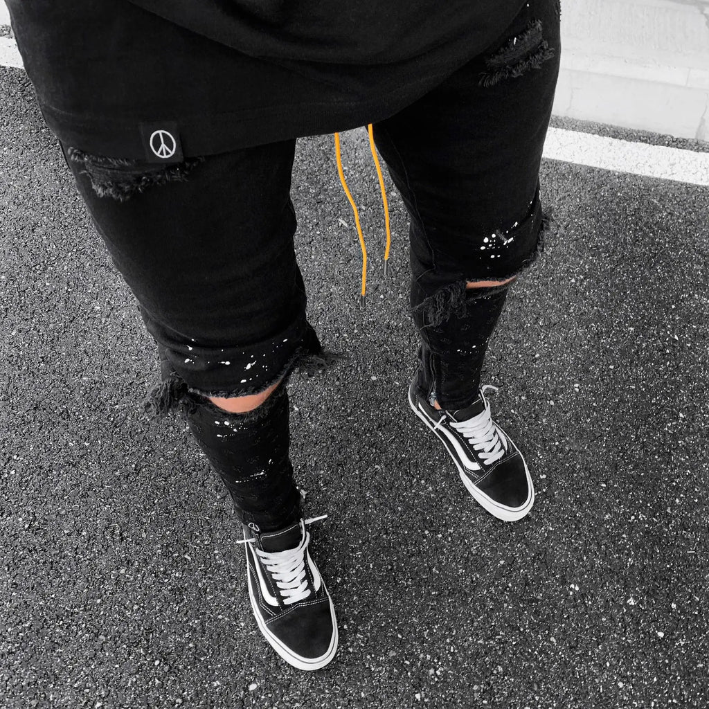 New 2026 Ripped Hole Jeans for Men Hip Hop Cargo Pant Distressed Denim Jeans Skinny Men Clothing Full Length Slim Trousers Male