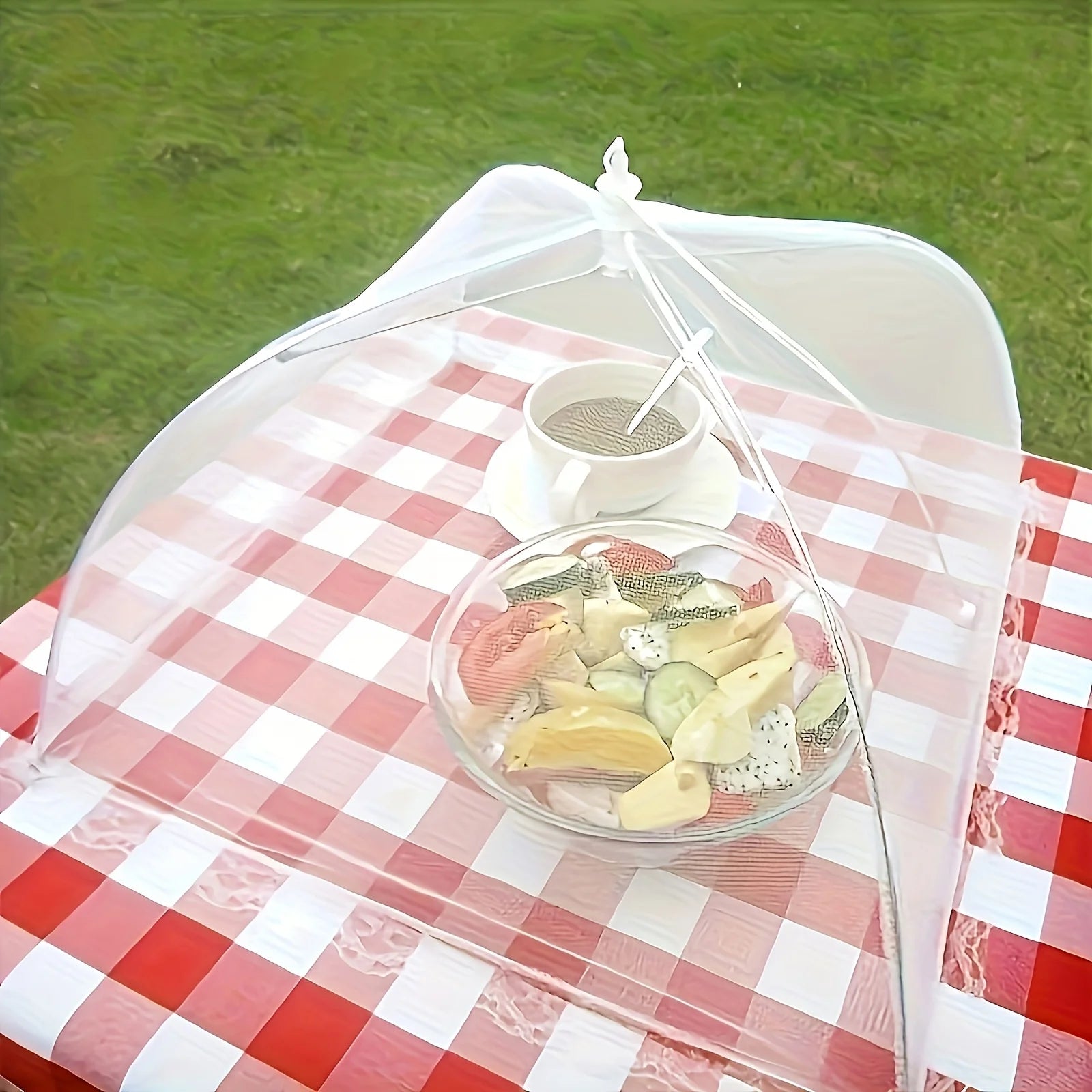 Large Pop-Up White Mesh Food Tent - Foldable and Washable Insect Protection Perfect for Outdoor Dining and Gatherings