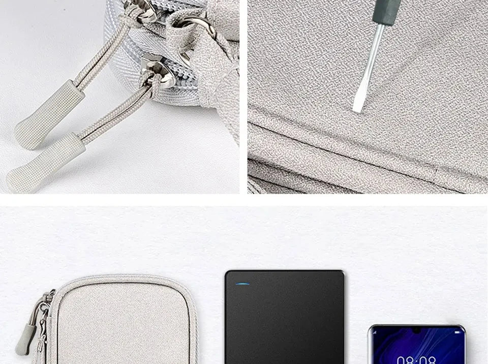 Travel Portable Digital Product Storage Bag Waterproof Double Layer Case for USB Data Cable Organizer Portable Tech Gadget Pouch