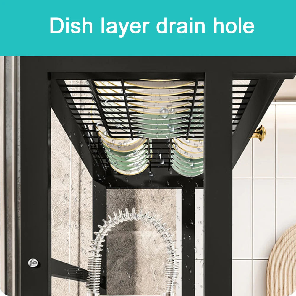 Kitchen Drain Shelf 3-Tier Multi-Functional Kitchen Storage Rack Kitchen Sink Organizer Large Over The Sink Dish Rack with Cover