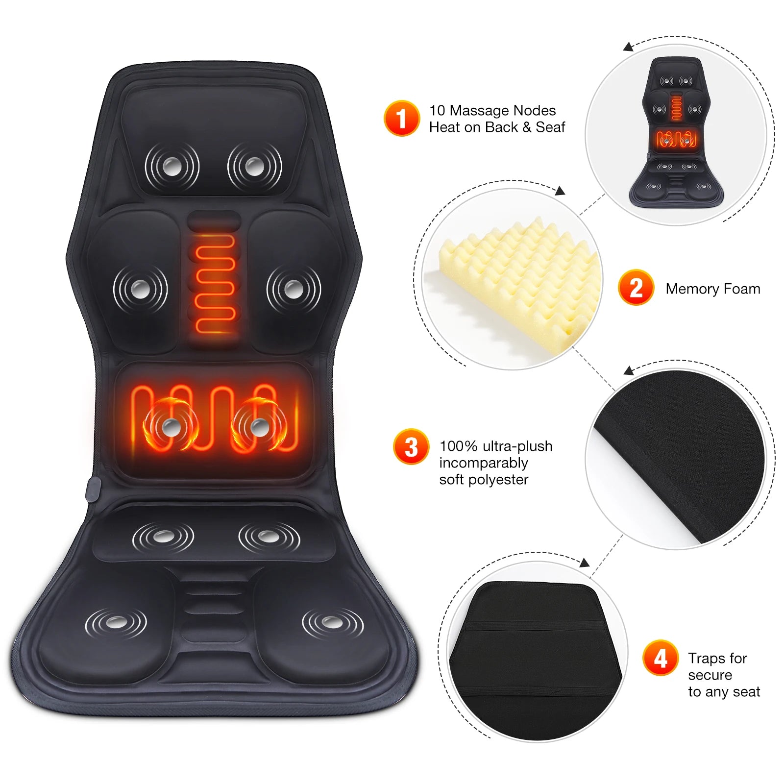 Electric Back Massager Heating Vibrating Full Body Cushion Lumbar Shoulder Pain Relief Car Home Office Muscular Masajadors Pad
