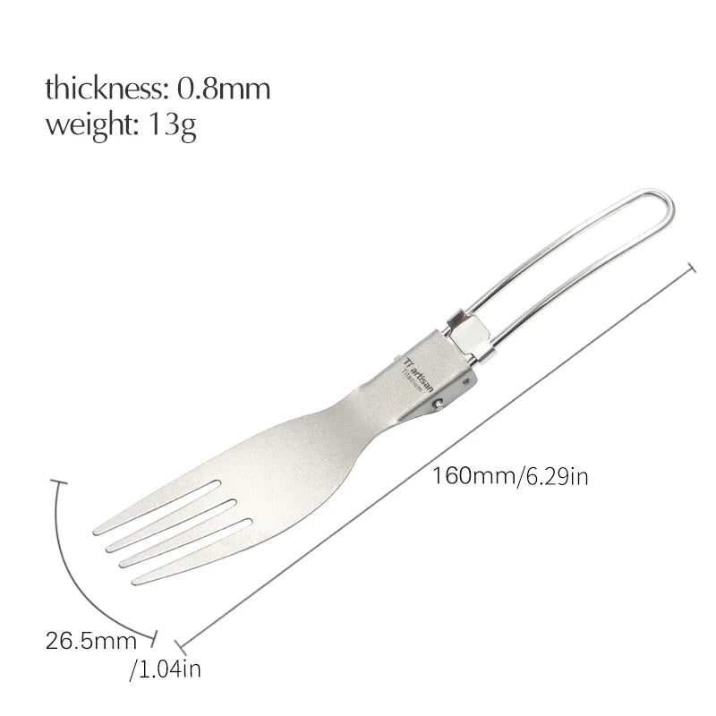 Tiartisan Titanium Foldable Cutlery Portable Outdoor Camping Tableware Hiking Folding Fork Spoon Knife