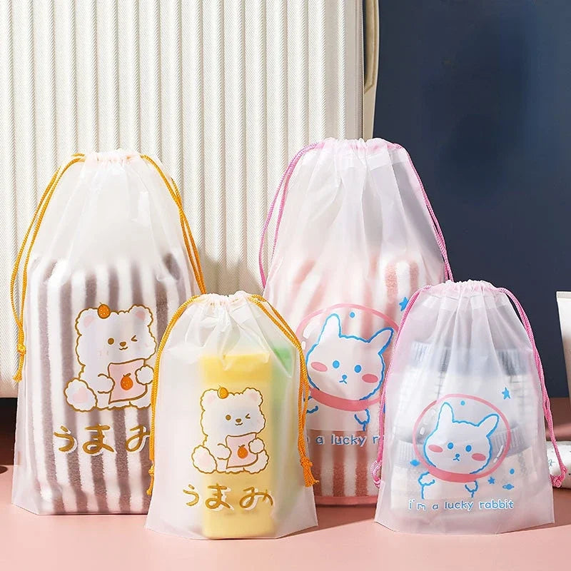 Transparent Drawstring Swimming Bags Beach Sea Gym Storage Bag Swimsuit Dry Bag Waterproof Outdoor Travel Portable PE Pouch