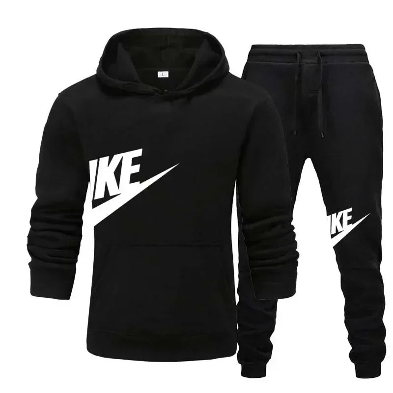A new autumn and winter men's casual sportswear set of 2-piece hooded sweatshirt and long pants for outdoor fashionable jogging