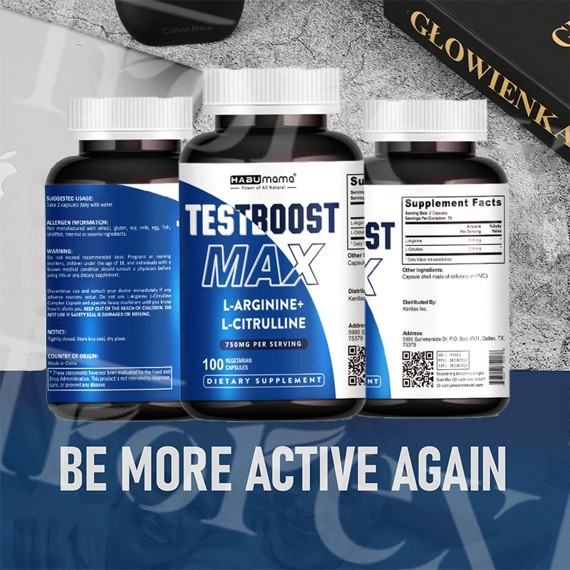 100 Tablets-L-Arginine & L-Citrulline Complex-Male Enhancing Supplements- Boosts Performance,Recovery Support,Bedroom Confidence