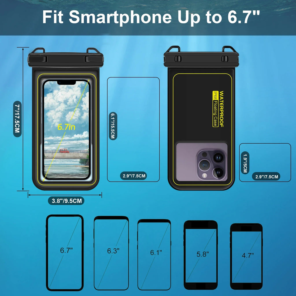 HAISSKY Waterproof Phone Bag for iPhone 16/15/14/13/12 pro Max/XR Universal Crossbody Swim Storage Pouch Case