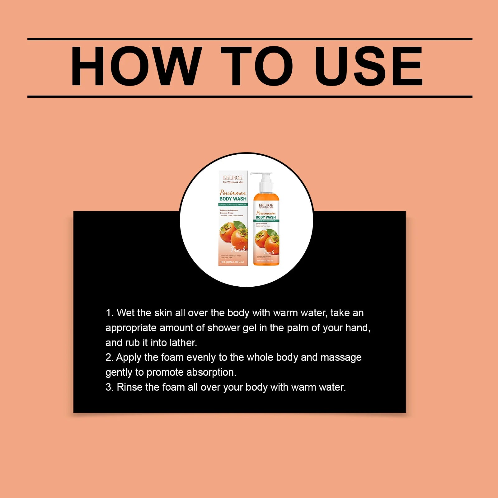 Persimmon Fresh Shower Gel cleanses body dirt and oil, leaving a refreshing feel and smooth texture.