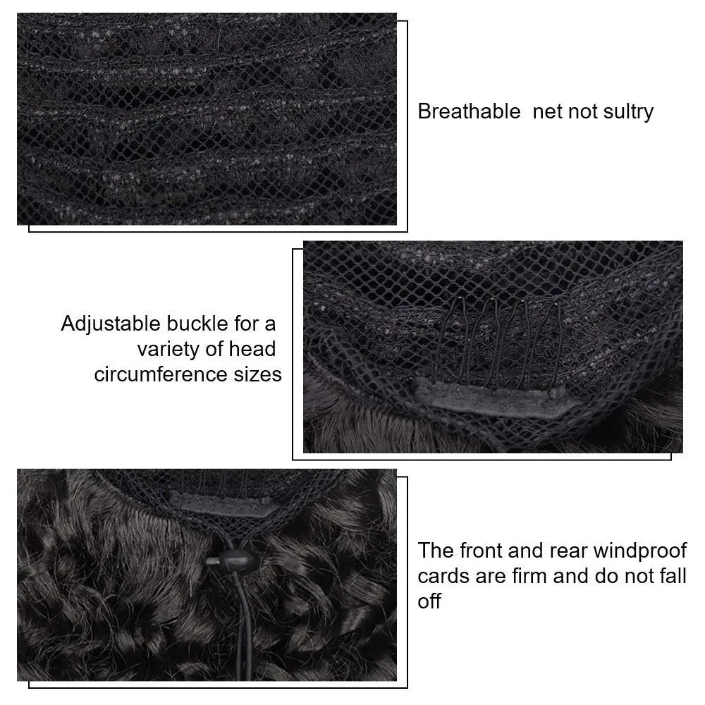 Synthetic Drawstring Curly Ponytail Extension for African Women Short Afro Kinky Ponytail Extension