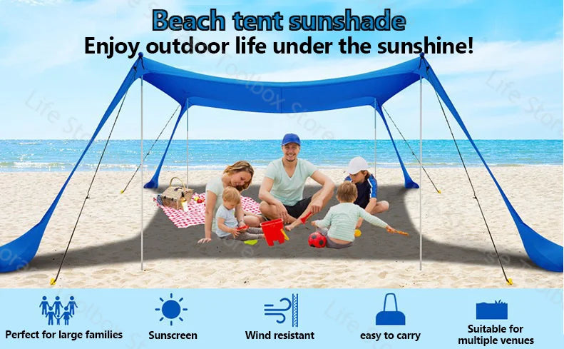 Camping Tent Windproof Pop Up Awning Outdoor Beach Sun Shade UV Ultralight Beach Canopy Tents for Camping Fishing Picnics
