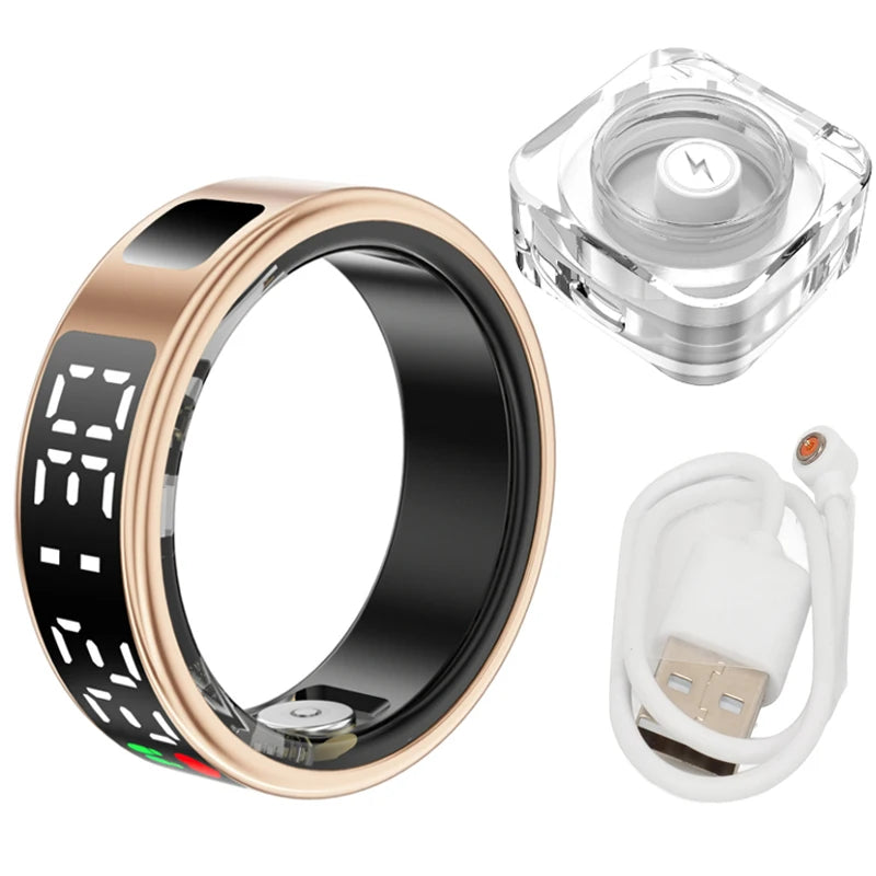 Smart Ring Heart Rate Blood Oxygen Health and Sleep Monitor 5ATM Waterproof Multi-sport Modes Fitness Ring for Android iOS