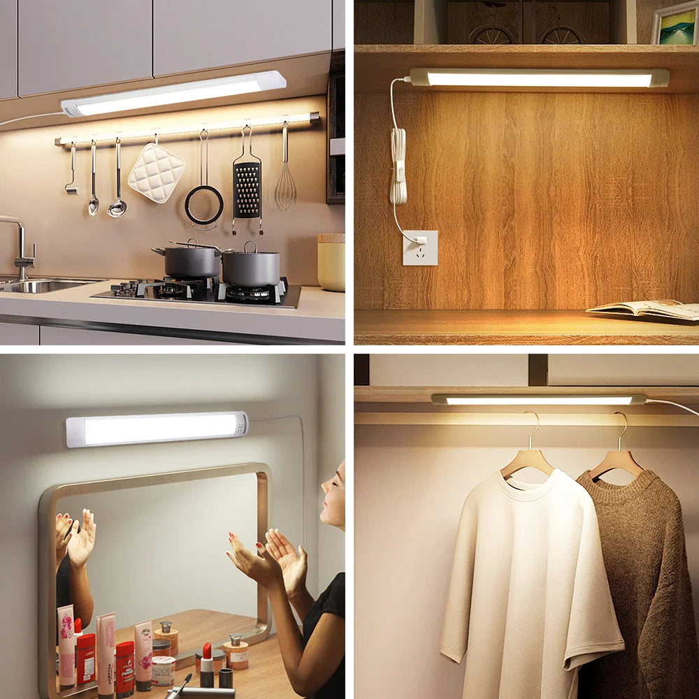Cabinet LED Lamp Tube Lights Remote Control Dimmable LED Lamp 110-265V Light Bulbs Kitchen Closet Lamps For Home Bedroom Indoor