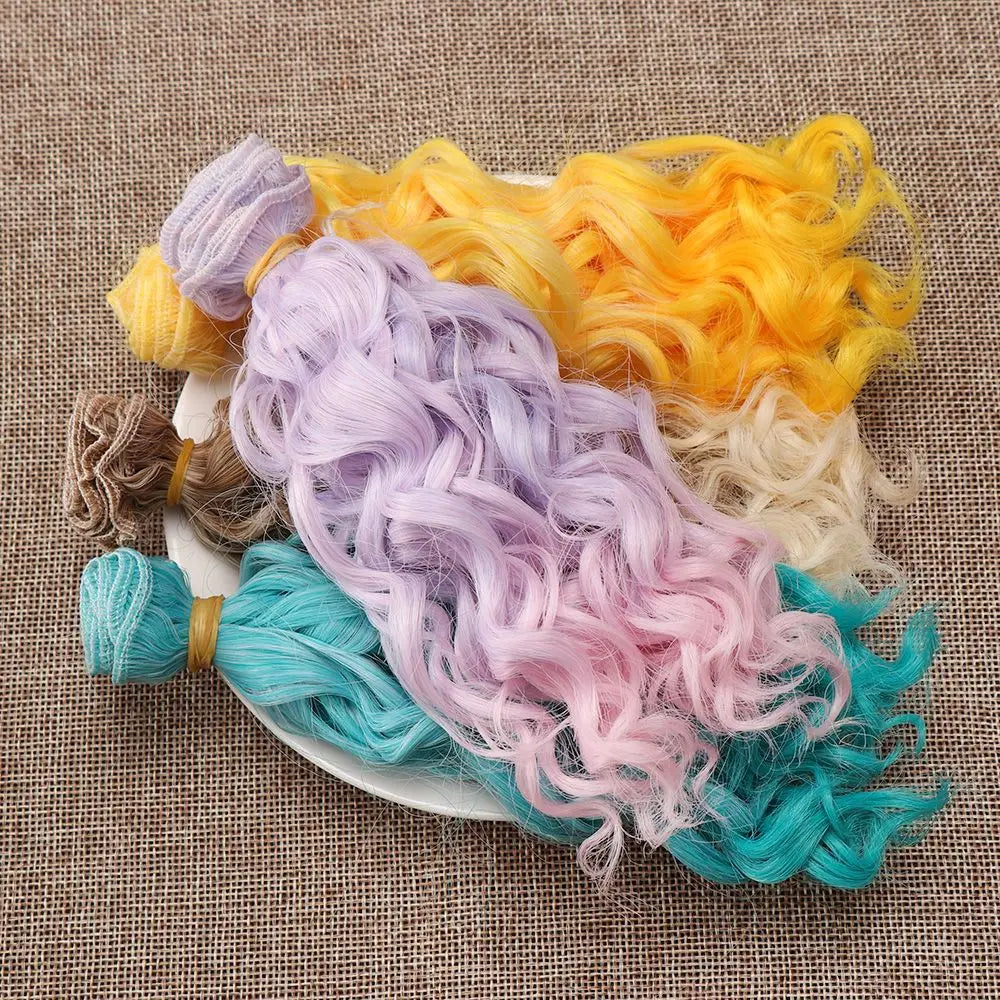 15*100cm Fashion Mini Tresses Doll Hair 1/6 1/4 1/3  High-Temperature Curly Wigs Screw Periwig Toy Toupee Kids Gifts Accessories