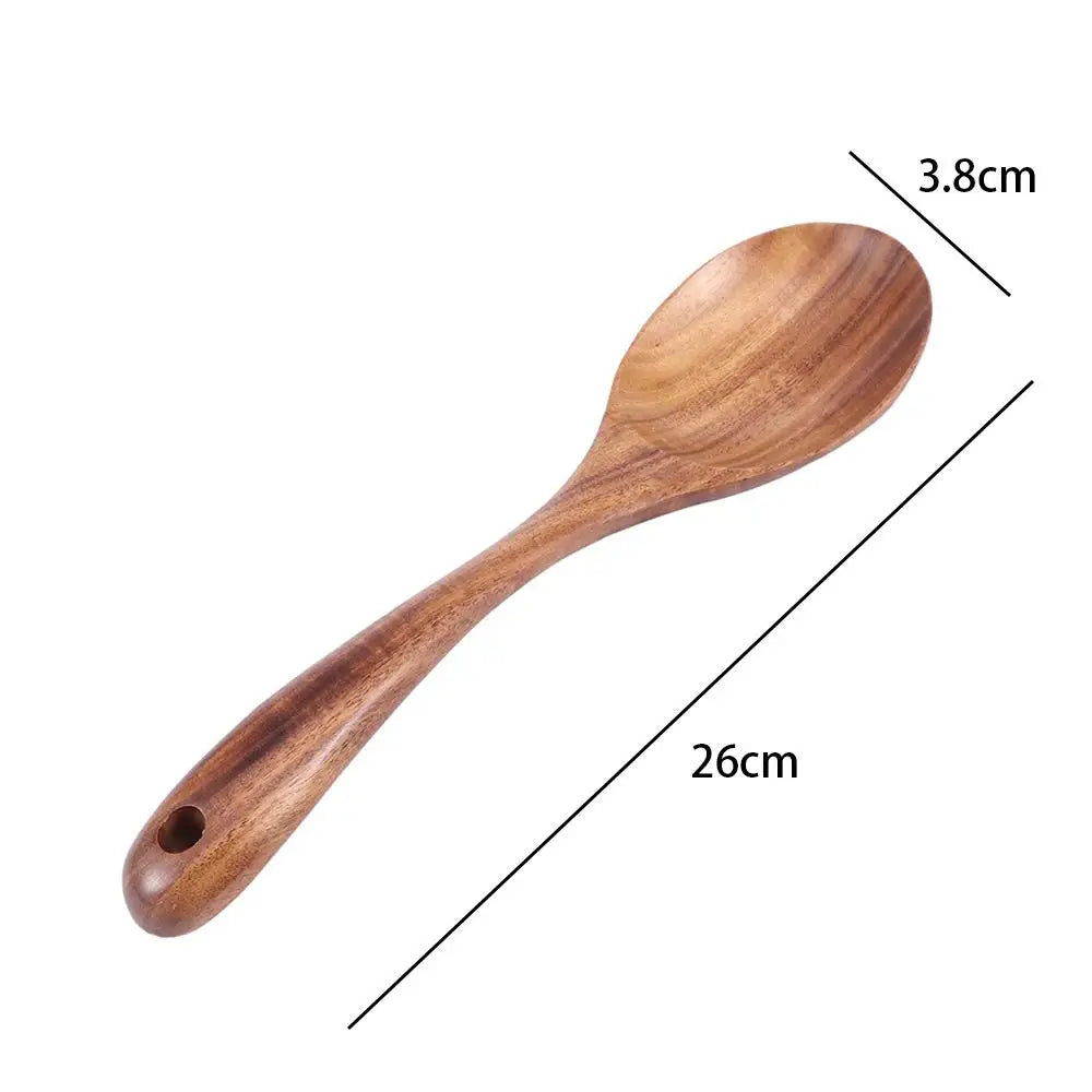 Cooking Mixing Salad Cutlery Utensils Kitchen Tools Dinner Tableware Large Spoons Fork Wooden Spoon