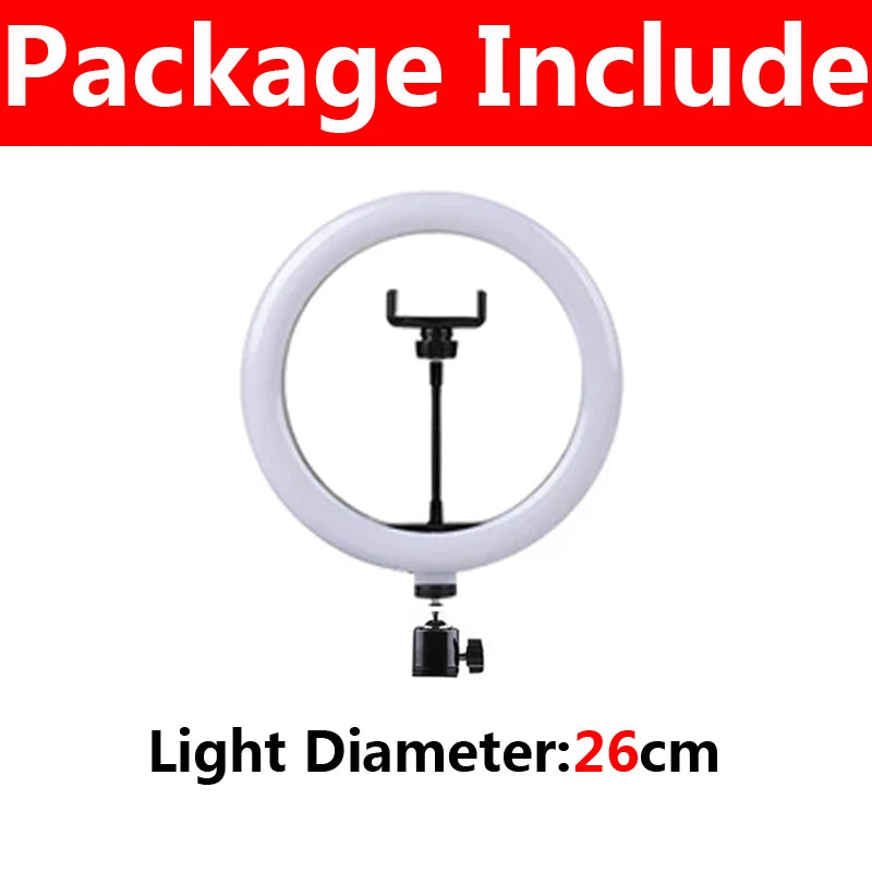16/26/33cm LED Photography RingLight 3 Modes Dimmable Selfie Ring Light with Phone Stand For Tiktok Video Live Makeup Fill Lamp