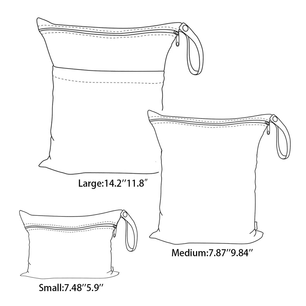 ALVABABY 3PCS Portable Diaper Wet Dry Bag Waterproof Reusable with Zippered Pocket for Cloth Diapers, Swimsuits, Travel, and Gym