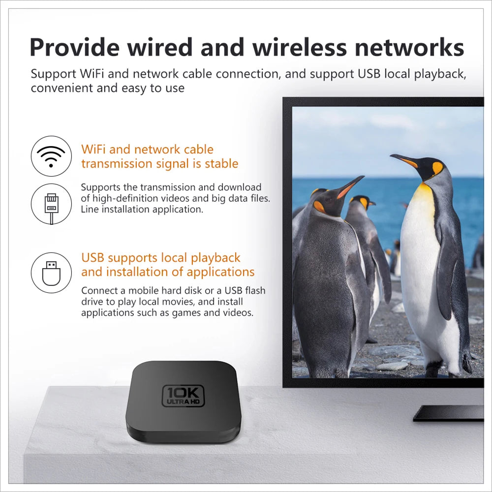 Velec Smart TV Stick Android 14 8+128GB 4K Decoding Quad-Core Dual Band WiFi Streaming Media Player Supports Netflix & YouTube