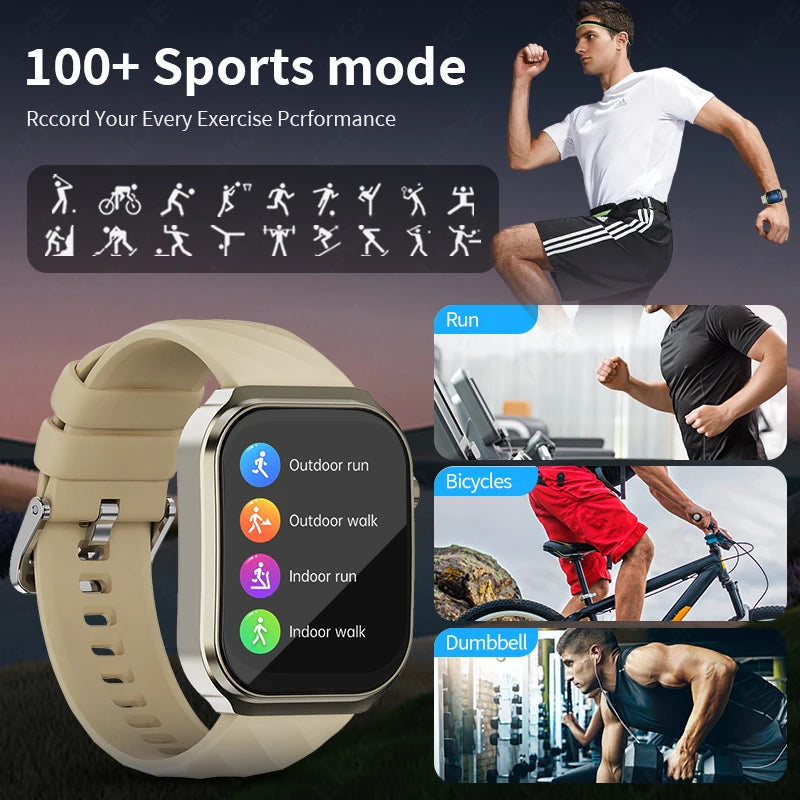 LIGE New AI Healthy Diagnose Smart Watch 2.2" Curved Screen Women Men Blood Lipid Uric Acid Heart Rate Health Tracker Smartwatch