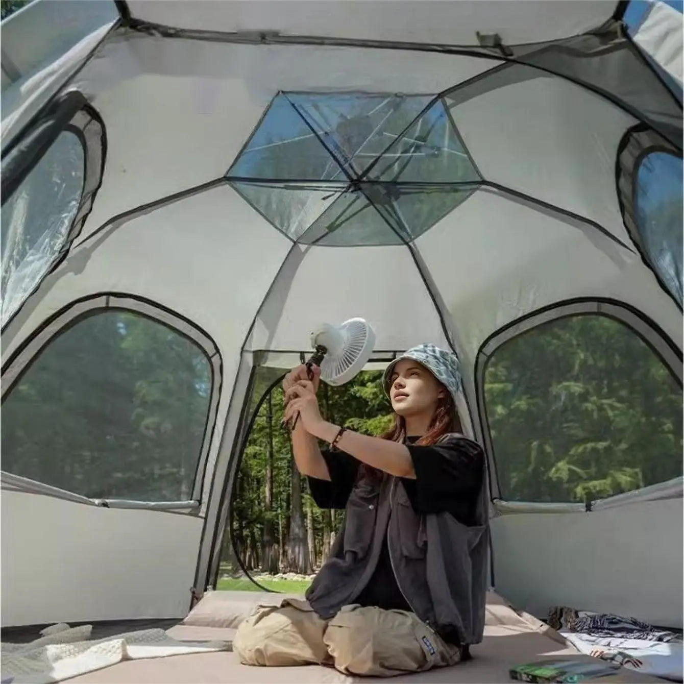 Camping pop up tents waterproof Portable Windproof tents for camping 4 person family tent with Skylight,Upgraded Large Size