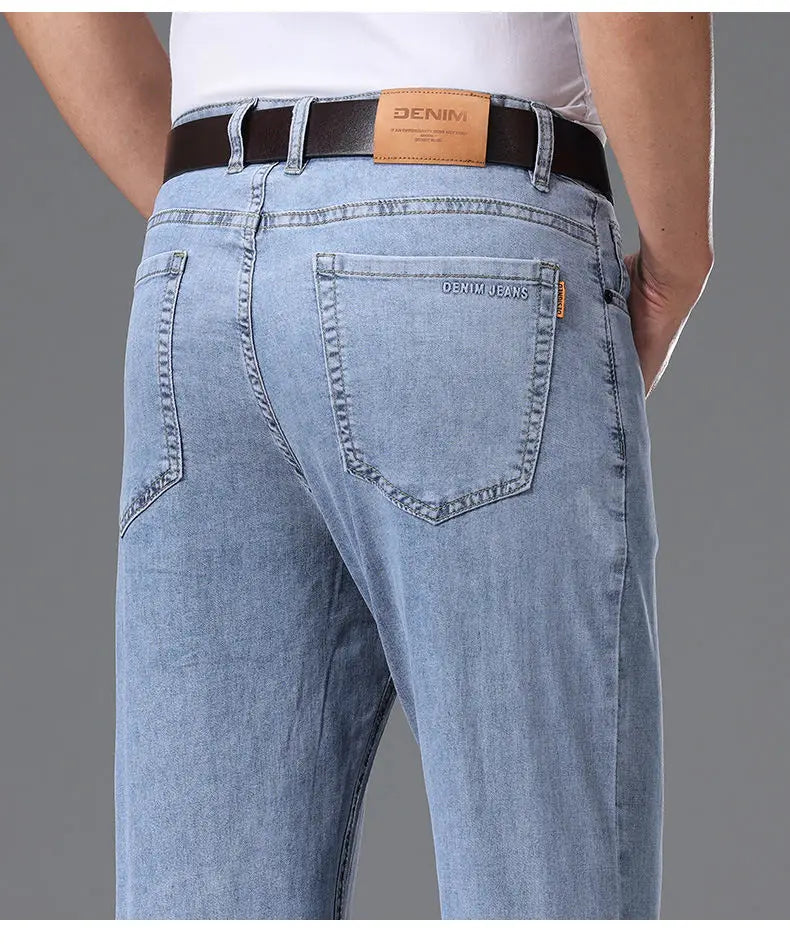 Men's Fashionable Jeans All-Season Cotton Blend Straight-Leg Pants Trendy Minimalist Versatile Casual Style Denim Wear Size29-42