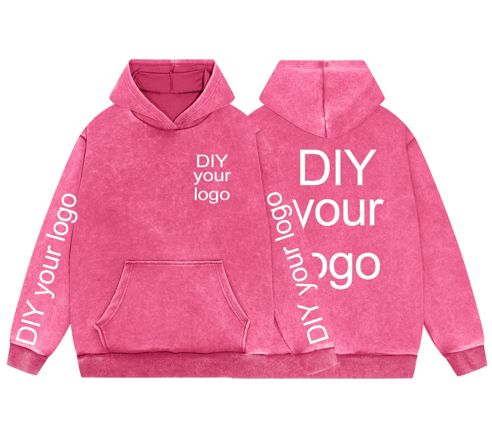 Washed Retro Hoodies 5 Colors 100%Cotton Hoody Customized Personalized Pattern Customization Pullover Team Logo Company Logo
