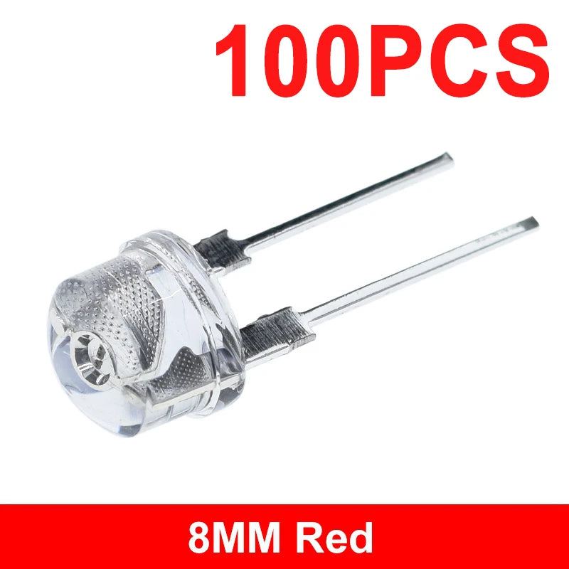 10/100PCS NEW F8 8mm 0.5W 3.0-3.2V Straw hat LED White Super bright LED lamp Wide Angle Transparent LED Lamp Strawhat LED