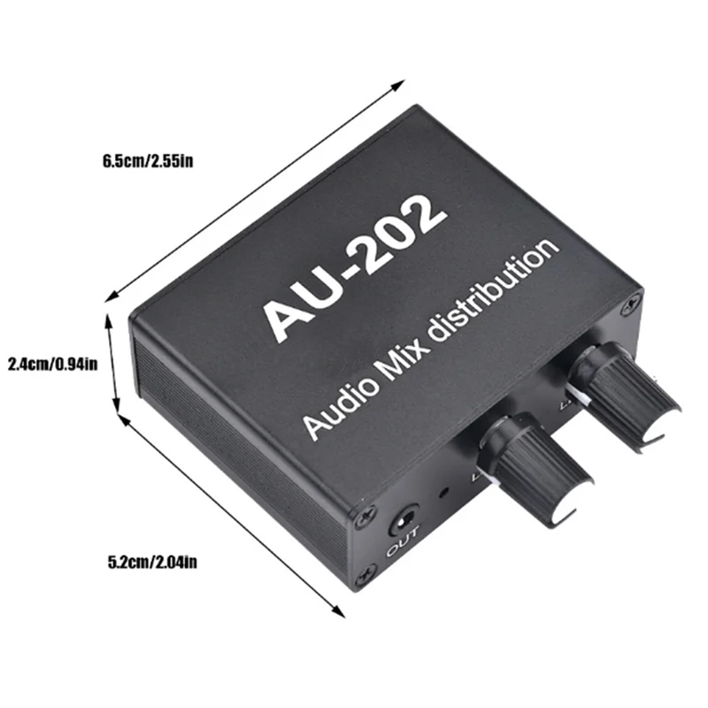 Unique! AU-202 2 Input 2 Output Stereo Mixer Audio Distributor for Headphone External Power AMP Volume Alone Control