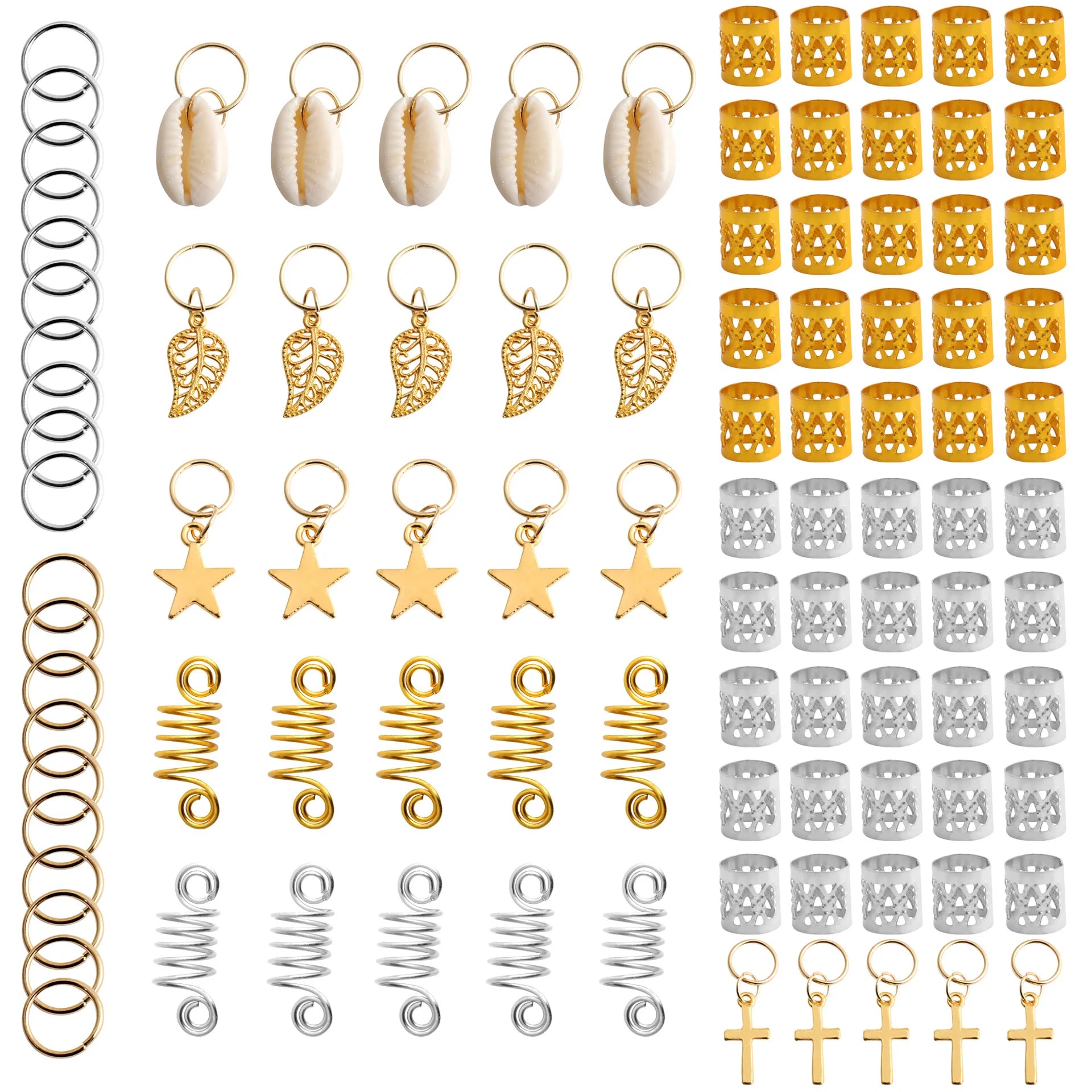 100pcs/set Alloy Braid Hair Ring Dreadlock Hair Ring Hippie Style Hair Accessories Loc Hair Jewelry for Braids for Girls