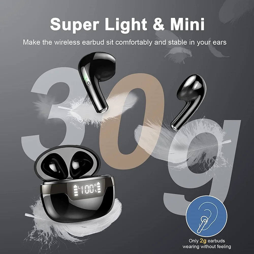 New Bluetooth 5.4 Earphones J97 Wireless Headphones LED TWS With Dual Microphone Earpiece CVC8.0 Noise Cancel Headsets Earbuds