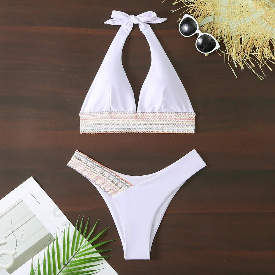Sexy Bikini 2026 Women Swimsuit Female Swimwear Halter Thong biquini High Waist Bikinis Sets Brazilian Swimming for Bathing Suit