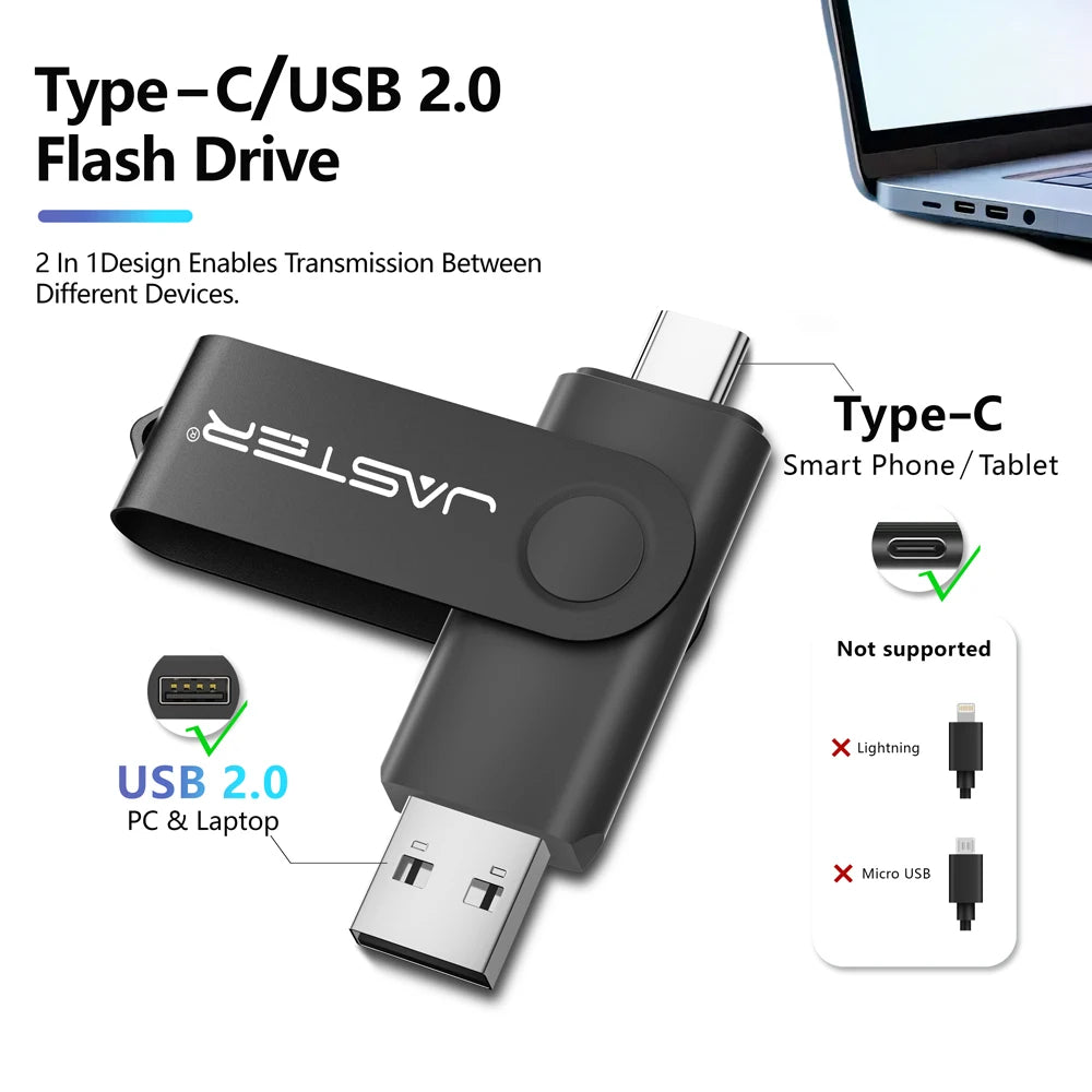 Metal OTG 2 IN 1 Type C pen drive 128GB usb memory stick 4GB 8GB 32GB 64GB 128GB cle usb cle usb flash drive memoria usb