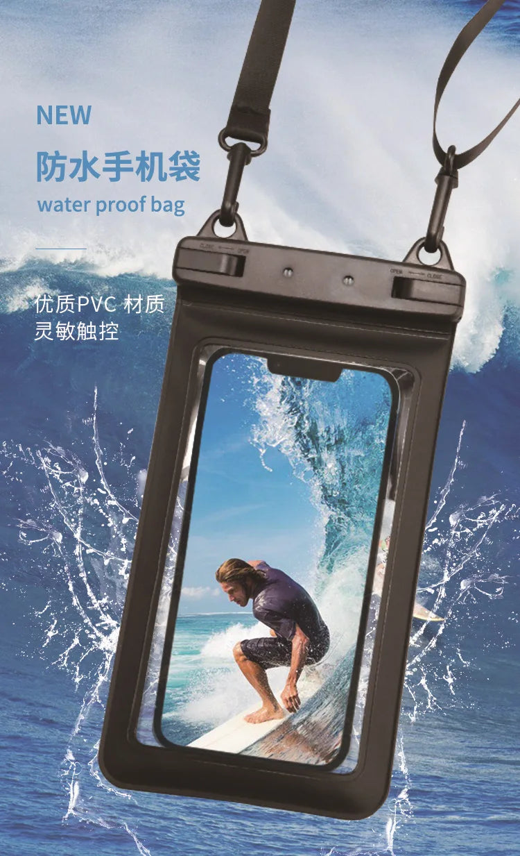 Universal Waterproof Mobile Phone Case Diving Surfing PVC Bags 7.5inch Phone Waterproof Pouch Cover Underwater Swimming Dry Bag