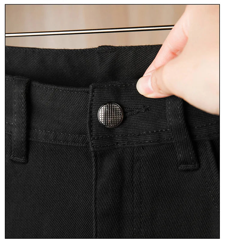 Pure black jeans men's 2025 new light luxury fashion spring and summer versatile elastic slim fit small straight leg pants
