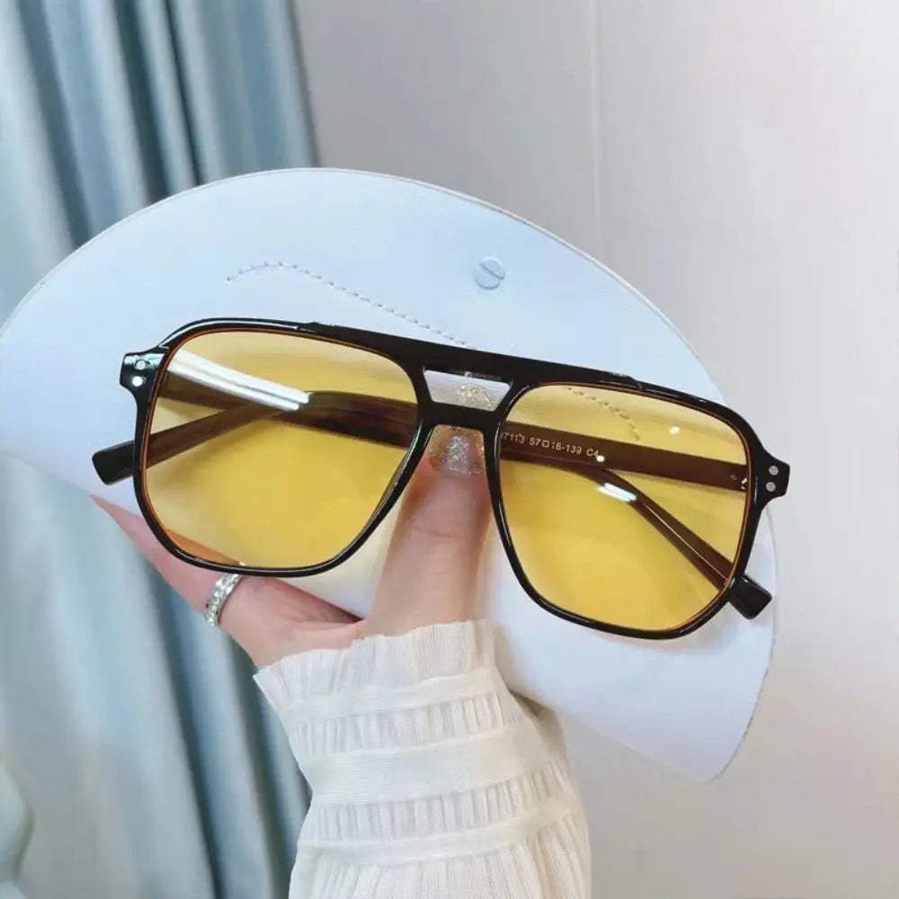 Punk Square Frame Sunglasses Anti-UV Beach Eye Protection Black Shades Glasses Travel Accessories Retro Sunglasses for women men