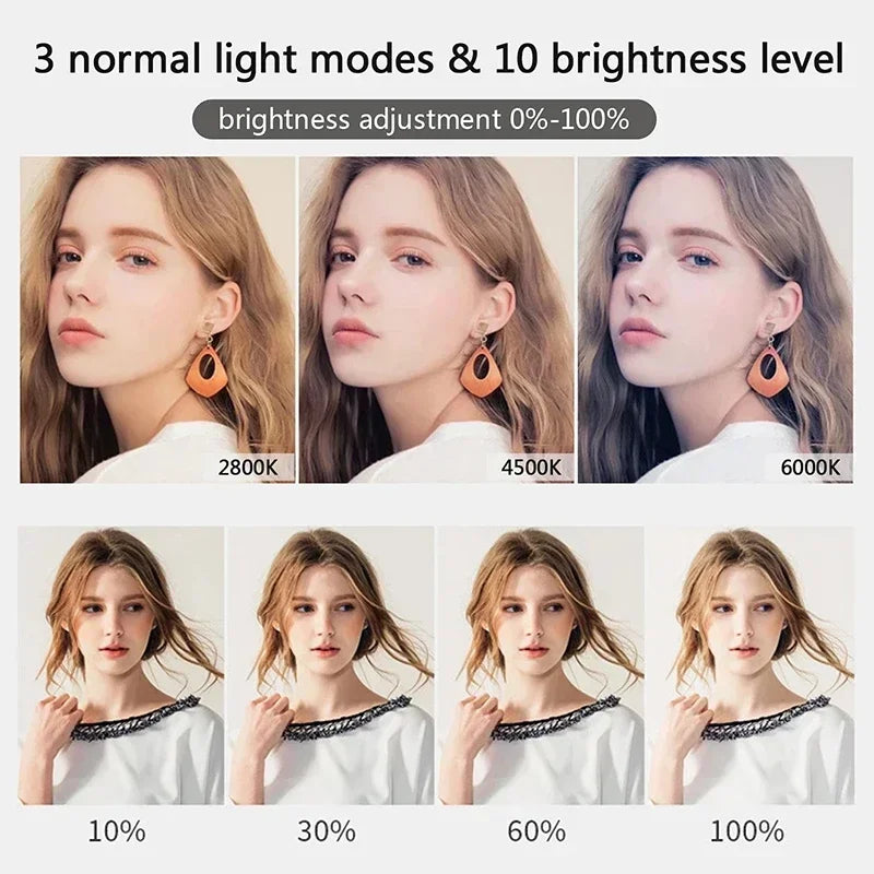 26cm LED Selfie Ring Light Photography Video Light 10 in RingLight Phone Stand Tripod Fill Light Dimmable Lamp Trepied Streaming