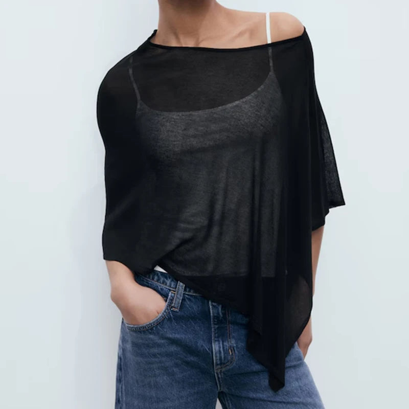 hirigin Boho Beach Vacation Pullovers Tees Summer Irregular Knitted Cover-ups Crop Tops Y2k Aesthetic Vintage Smocked T-shirt