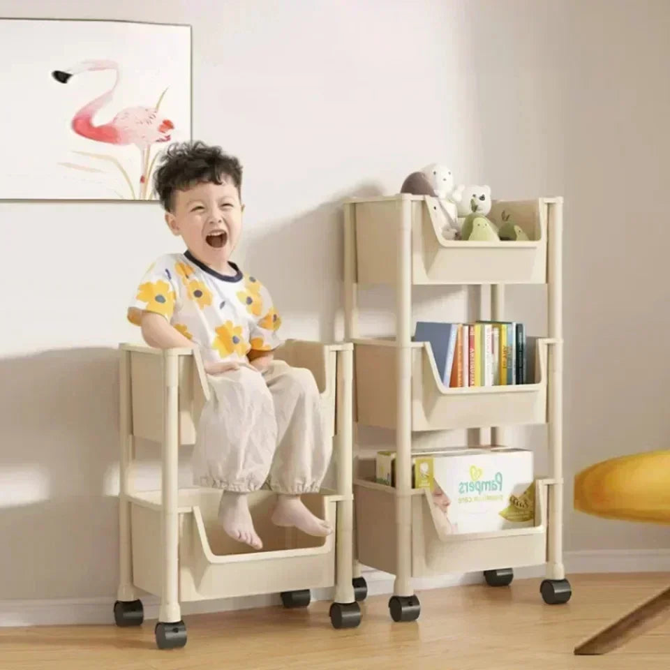 Trolley Bookshelf Kitchen Storage Rack KitchenCornerNarrow Slit StorageCabinetBathroom Living Small Multi-layer Simple Bookshelf