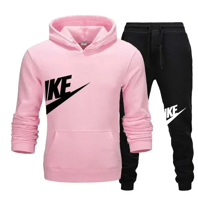 A new autumn and winter men's casual sportswear set of 2-piece hooded sweatshirt and long pants for outdoor fashionable jogging