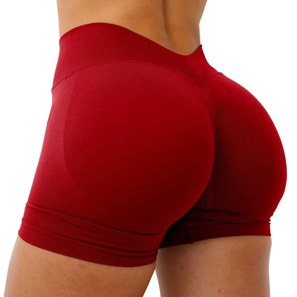 Women's Seamless Yoga Shorts - Butt Lifting Workout Leggings V Waist
