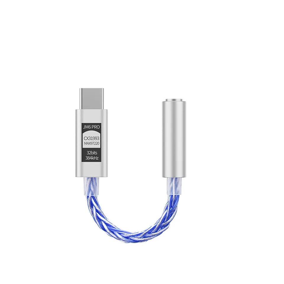 JCALLY JM6 Pro Type-C to 3.5mm Dual DAC CX31993 MAX97220 Digital Audio Headphone Amplifier HiFi DAC Mobile Headset Adapter