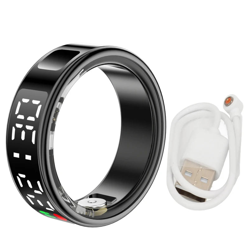 Smart Ring Heart Rate Blood Oxygen Health and Sleep Monitor 5ATM Waterproof Multi-sport Modes Fitness Ring for Android iOS