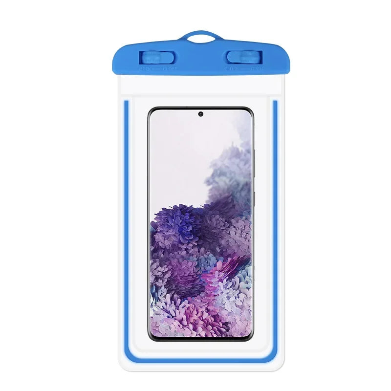 PVC Transparent Waterproof Phone Pouch Luminous Touchscreen Dry Bag with Seal Lock for Swimming Diving Hot Spring Rafting