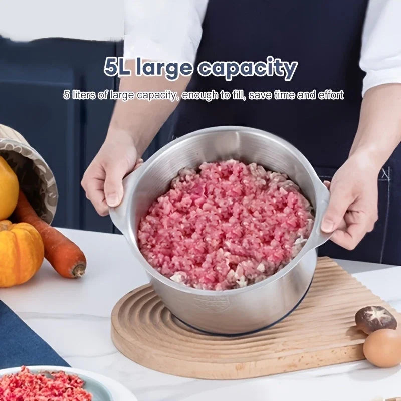 5L Multifunctional Food Processor 304 Stainless Steel Meat Grinder Chopper Slicer Blender 220V EU Plug Electric Kitchen Tool