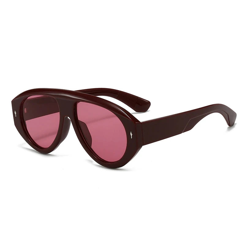 SO&EI Retro Pilot Women Sunglasses Fashion Blue Green Shades UV400 Men Rivets Punk Outdoor Sun Glasses