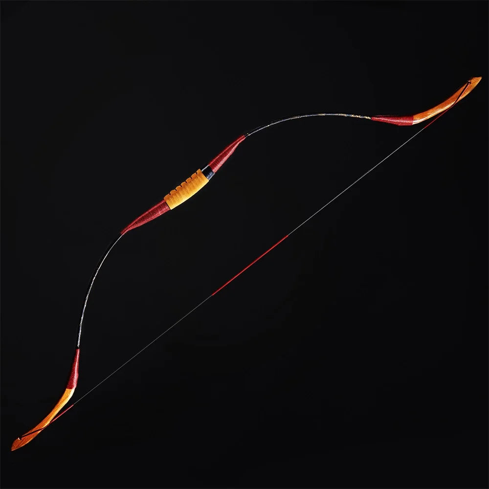 Toparchery Traditional Bow 15-50lbs Handmade Wooden Longbow Sports Shooting Recurve Bow Outdoor Hunting Practice