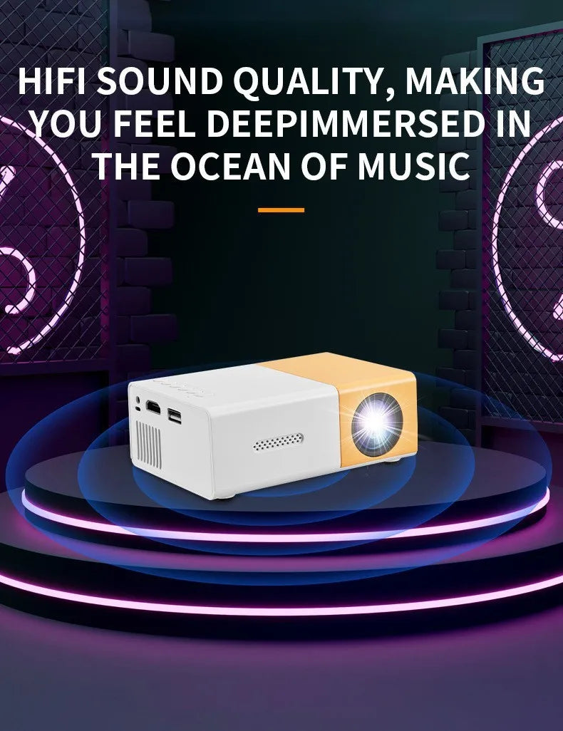 Powerful Native HD Mini Projector Mobile Phone Wired Screen Mirroring Portable Home Theater Projectors Supports HDMI USB Connect