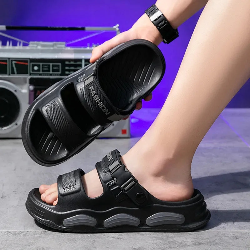 Men's Cloud Soft Thong Slippers Two-Way Wear Thick Bottom Waterproof Non-Slip Driving Comfortable Summer Sandals